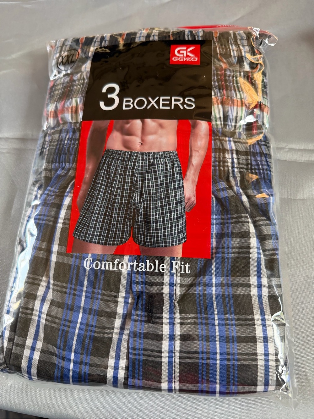 Men's Plaid Boxer Shorts - Blue/Black (3 Pack)